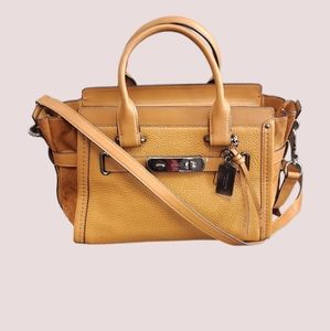 COACH Swagger 27 Satchel Pebble Leather Light Saddle Brown | Crossbody | Purse